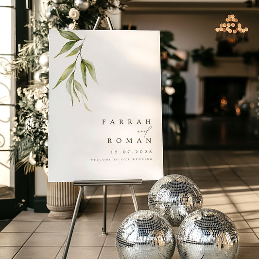 Farrah Foliage Wedding Welcome Sign