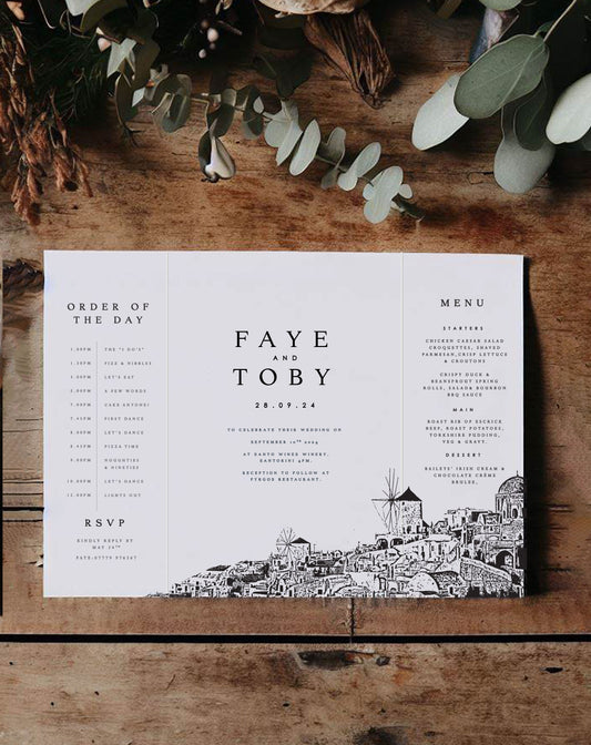 Faye | Destination Wedding Gatefold Invitation - Ivy and Gold Wedding Stationery