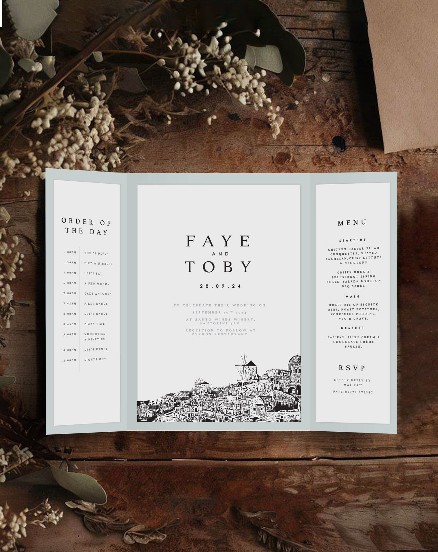Faye | Destination Wedding Gatefold Invitation - Ivy and Gold Wedding Stationery