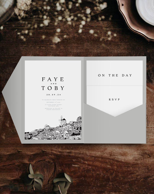 Faye | Destination Pocketfold Invitation - Ivy and Gold Wedding Stationery