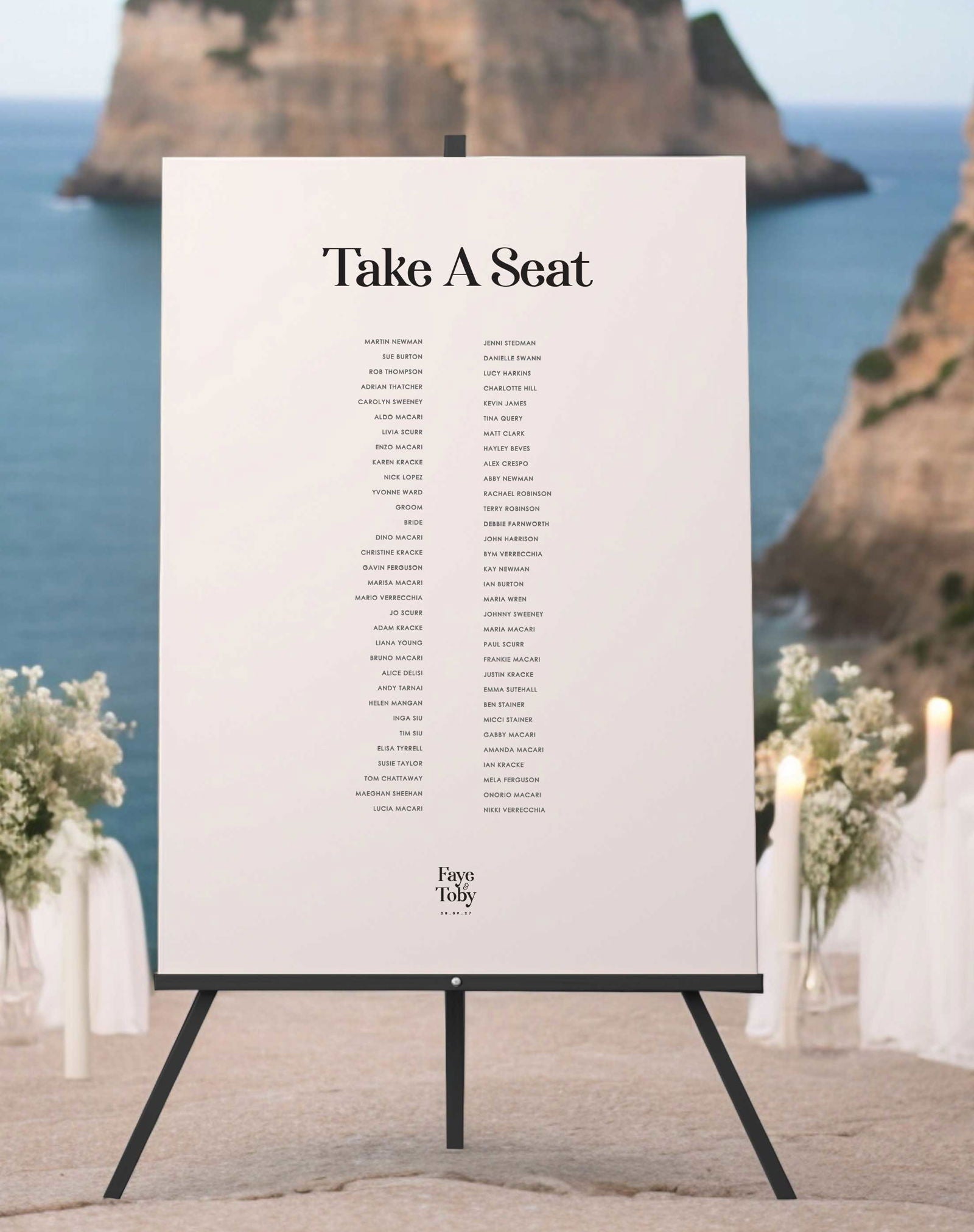 Faye | Destination Wedding Seating Plan - Ivy and Gold Wedding Stationery