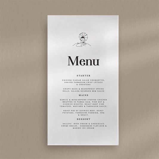 Faye Menu - Ivy and Gold Wedding Stationery