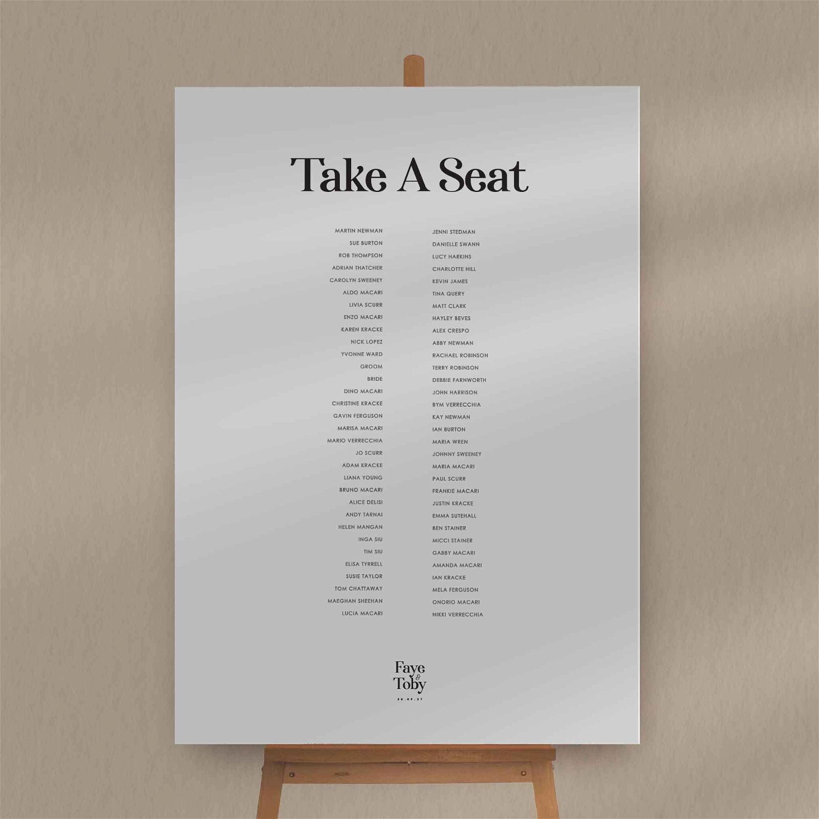 Faye | Destination Wedding Seating Plan - Ivy and Gold Wedding Stationery