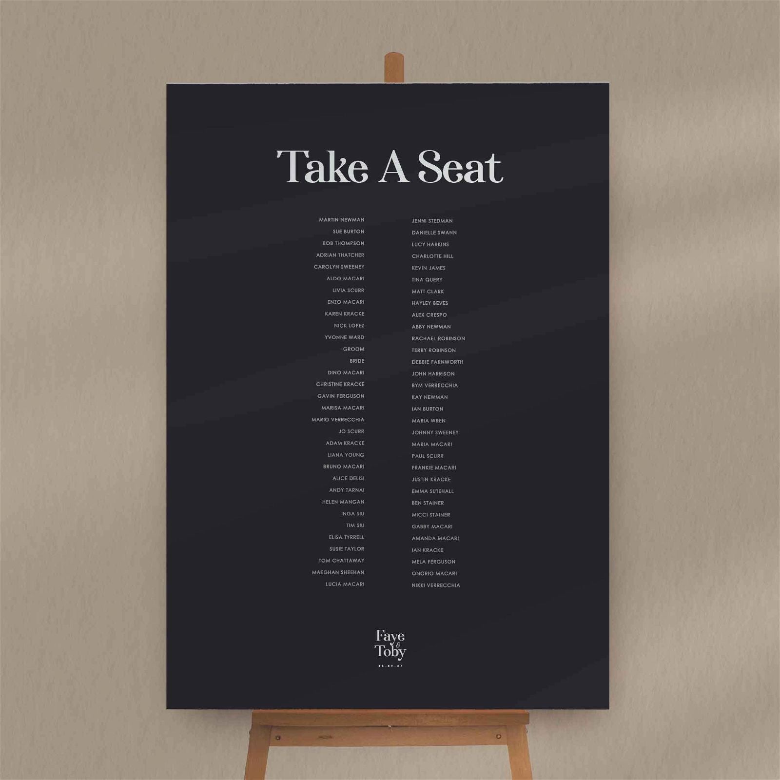 Faye | Destination Wedding Seating Plan - Ivy and Gold Wedding Stationery