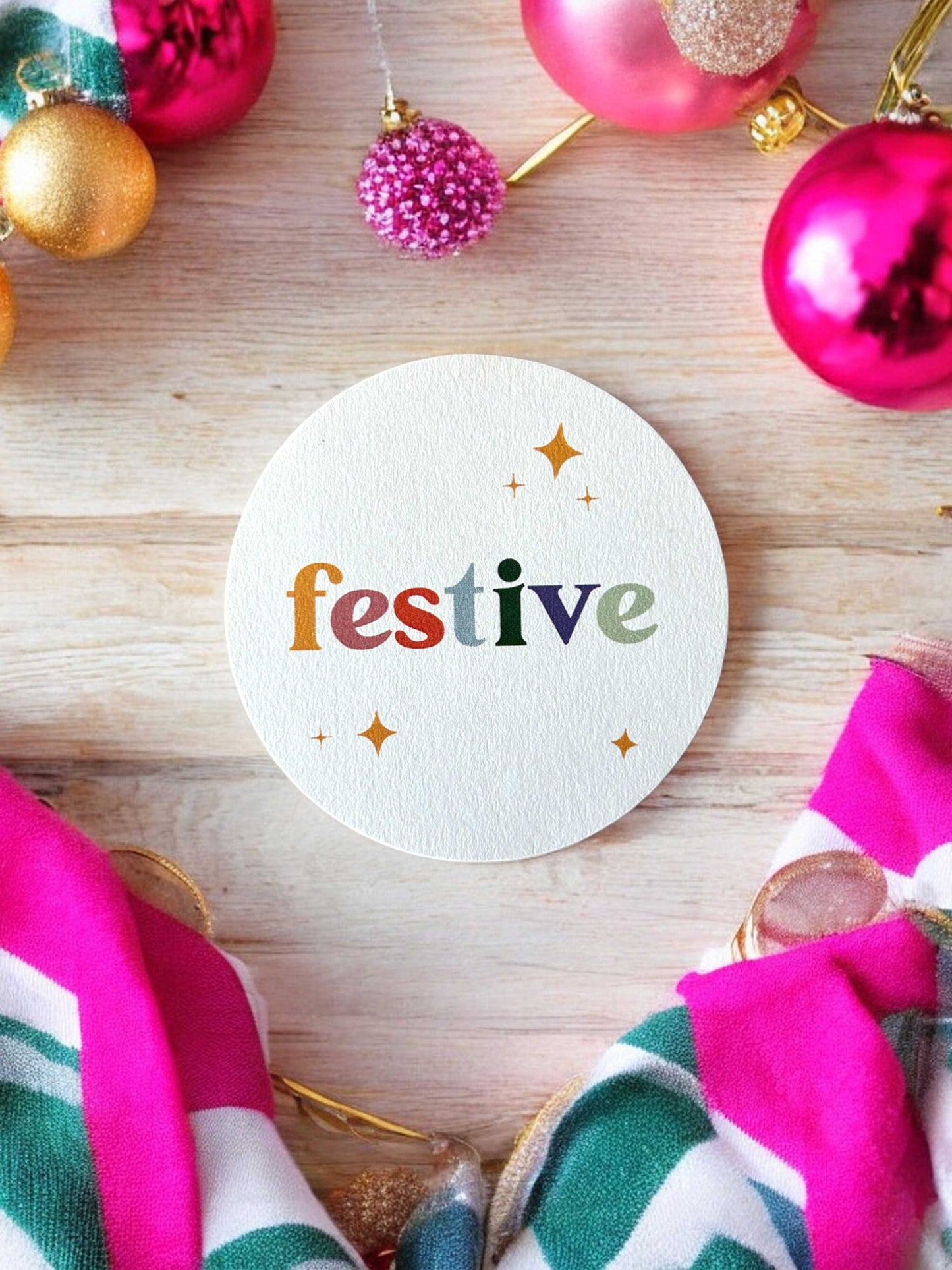 Circular festive place cards | digital download