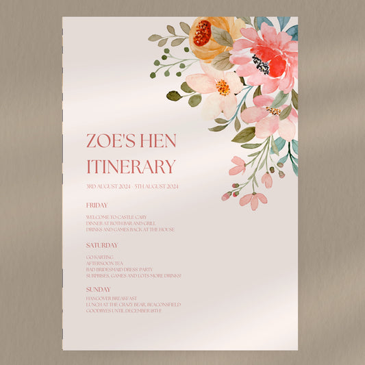 Floral Bouquet Itinerary