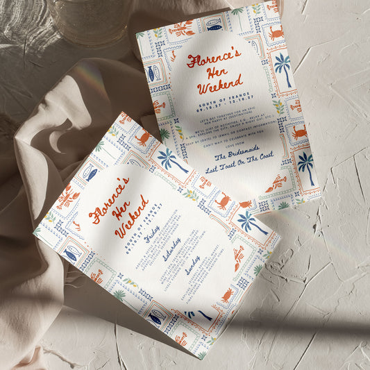 Florence Mediterranean Invitation & Itinerary Digital Template Set