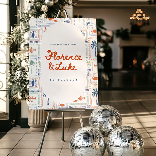 Florence Mediterranean Wedding Welcome Sign