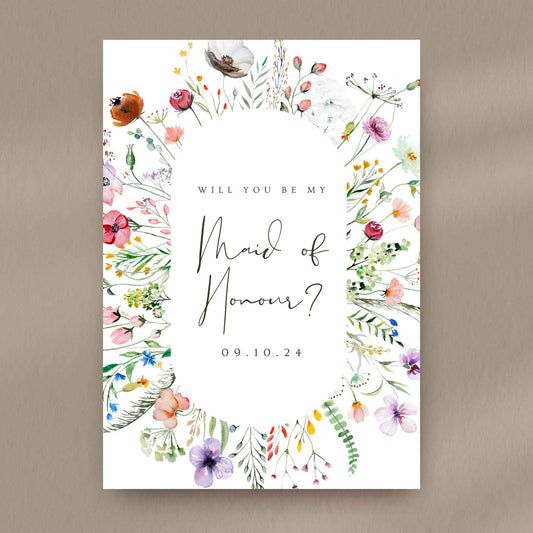 Wildflower Maid Of Honour Proposal Card