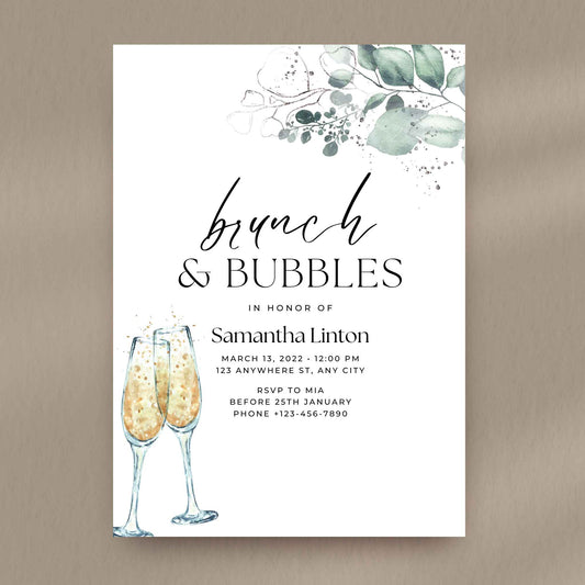 Greenery Brunch & Bubbles Invitation