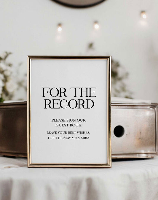 For The Record Guestbook Sign - Ivy and Gold Wedding Stationery