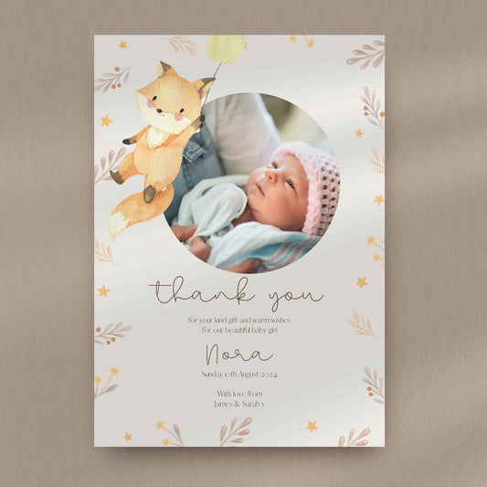Fox Baby Announcement & Thank You Card