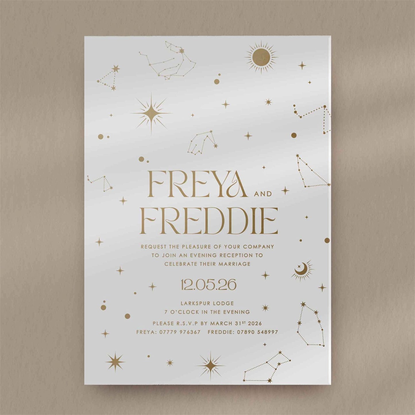Freya Evening Invitation - Ivy and Gold Wedding Stationery