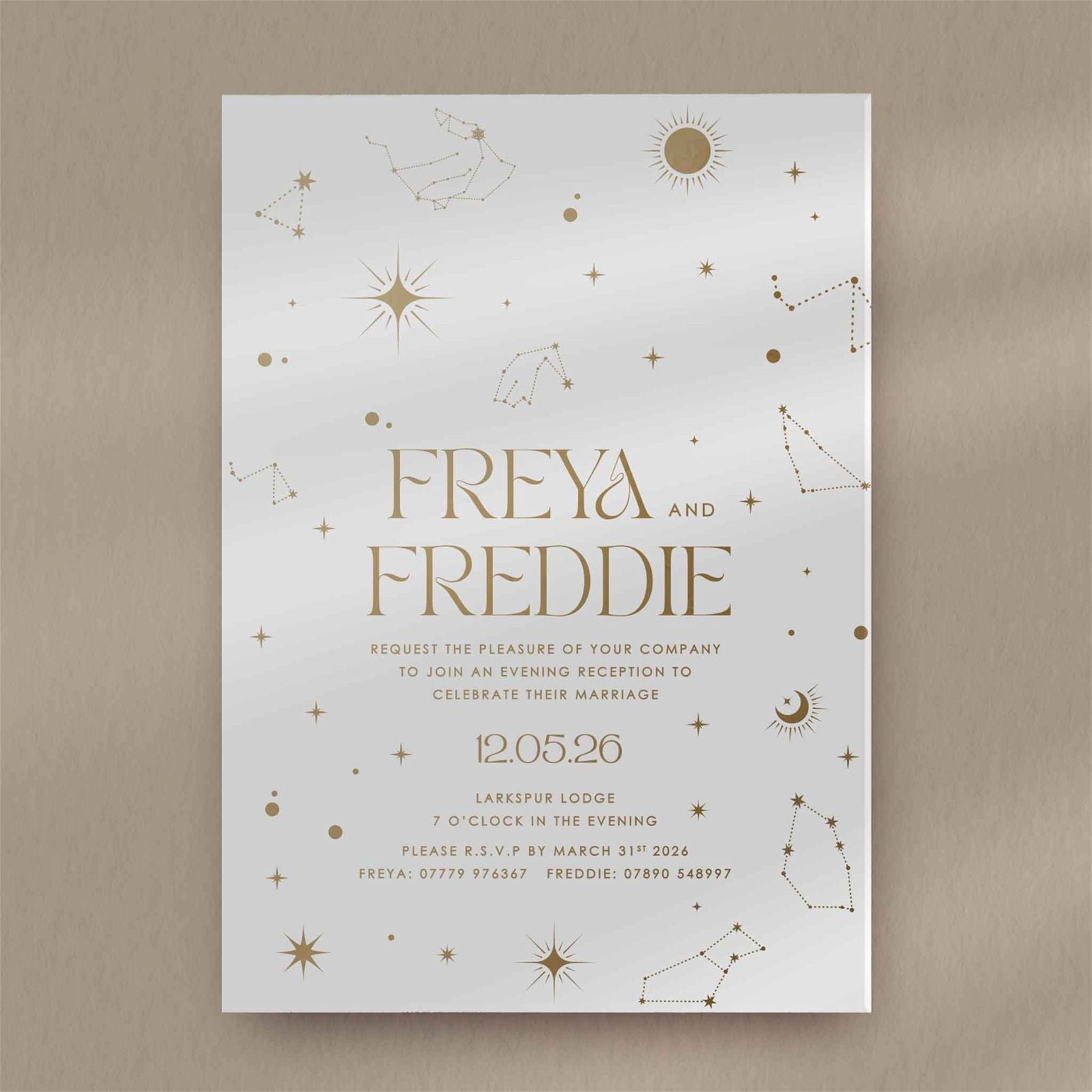 Freya Evening Invitation - Ivy and Gold Wedding Stationery