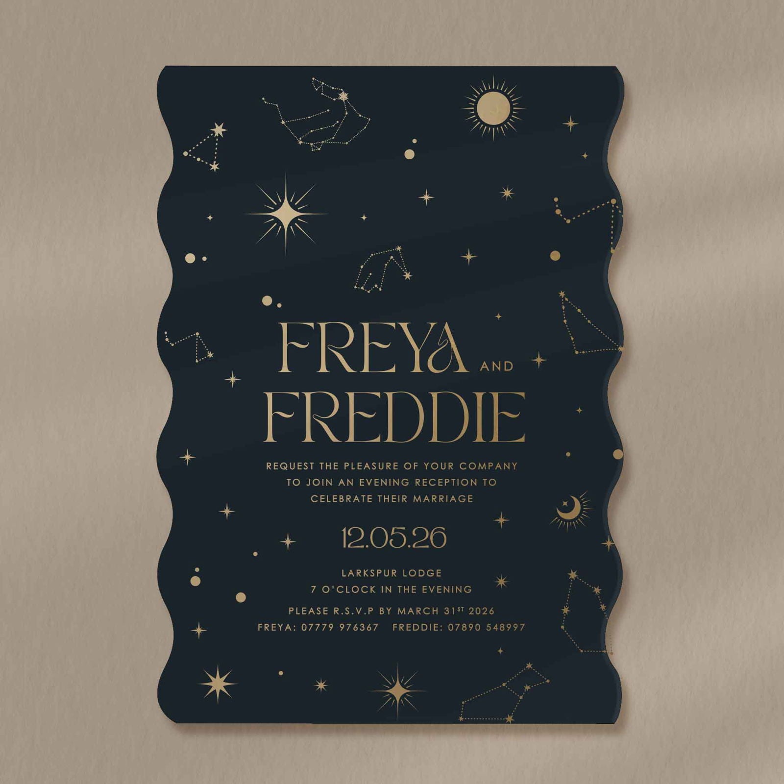 Freya Evening Invitation - Ivy and Gold Wedding Stationery