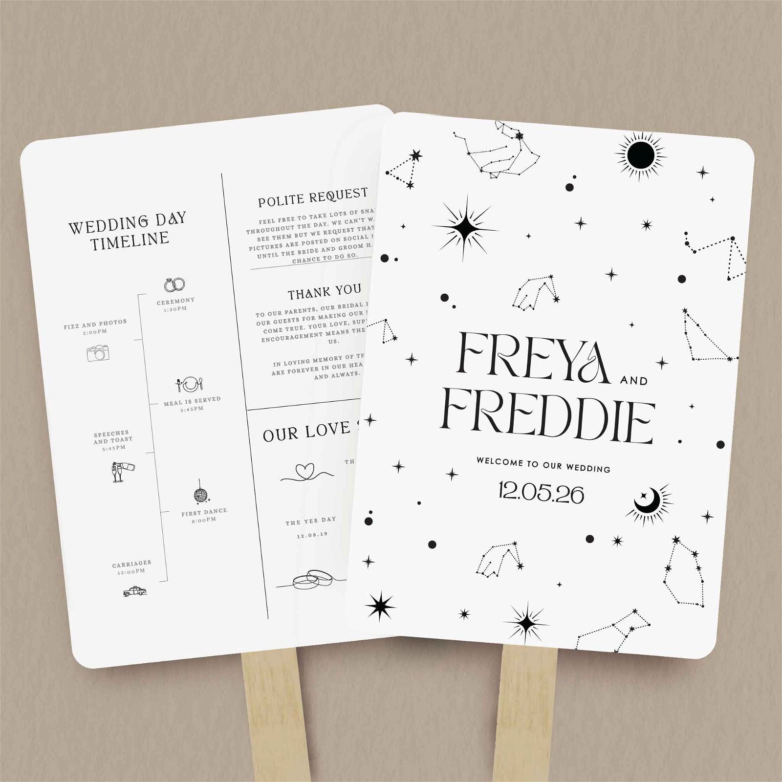 Freya Order Of Service - Ivy and Gold Wedding Stationery