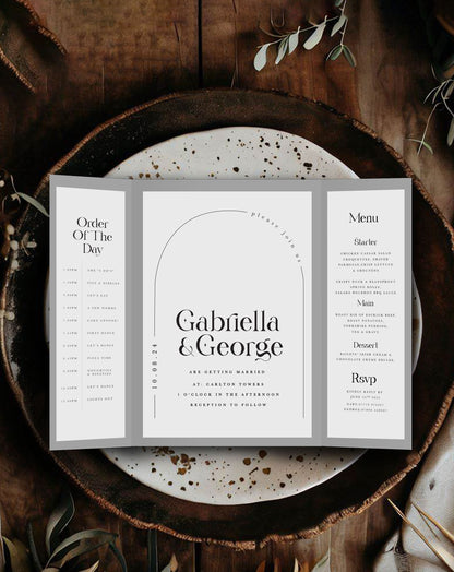 Gabriella | Arch Gatefold Invitation - Ivy and Gold Wedding Stationery