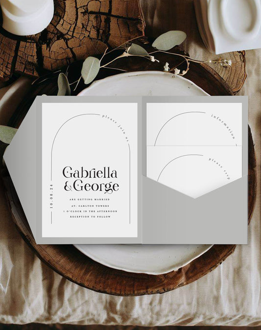 Gabriella | Arch Pocketfold Invitation - Ivy and Gold Wedding Stationery