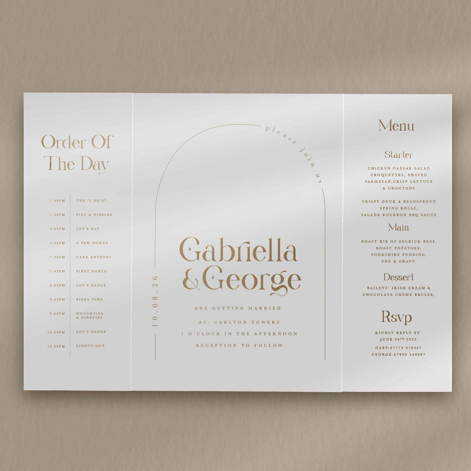 Gabriella | Arch Wedding Invitation - Ivy and Gold Wedding Stationery