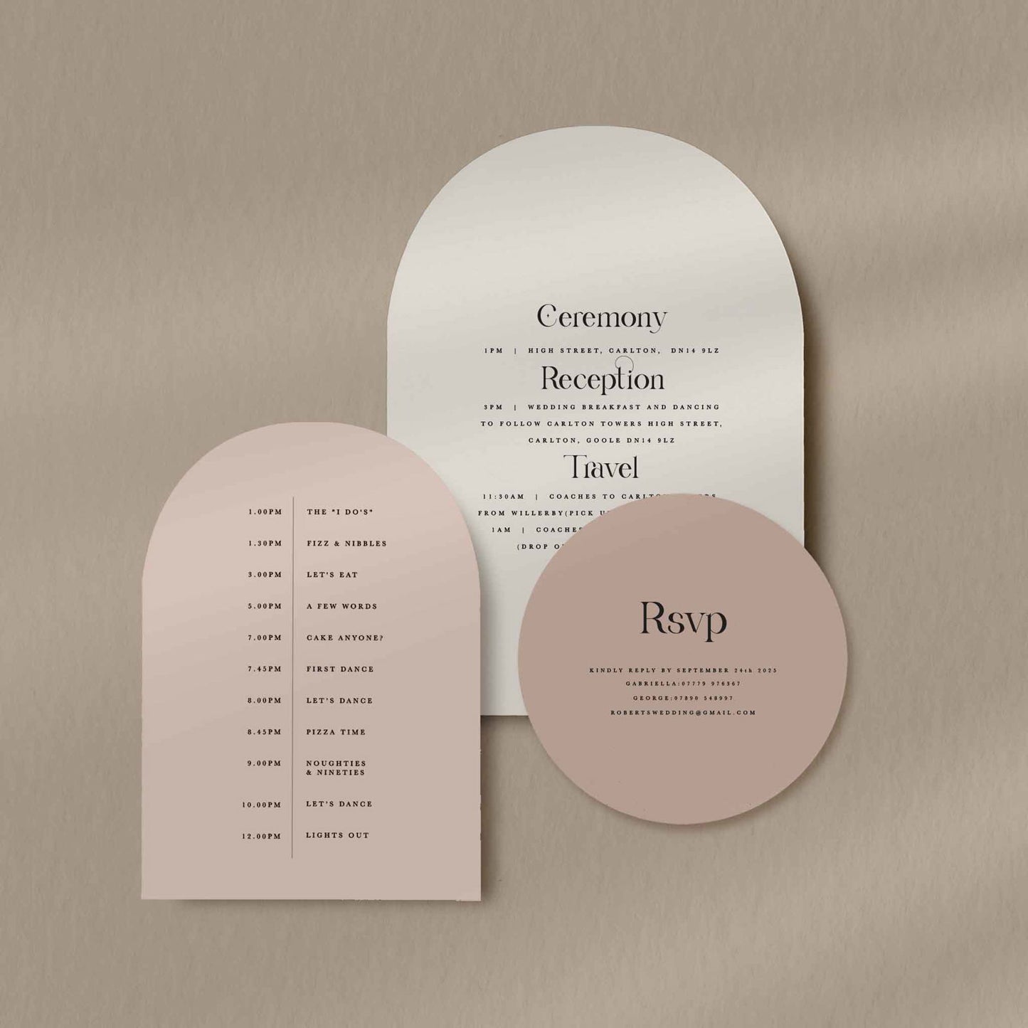 Gabriella | Arch Wedding Invitation - Ivy and Gold Wedding Stationery