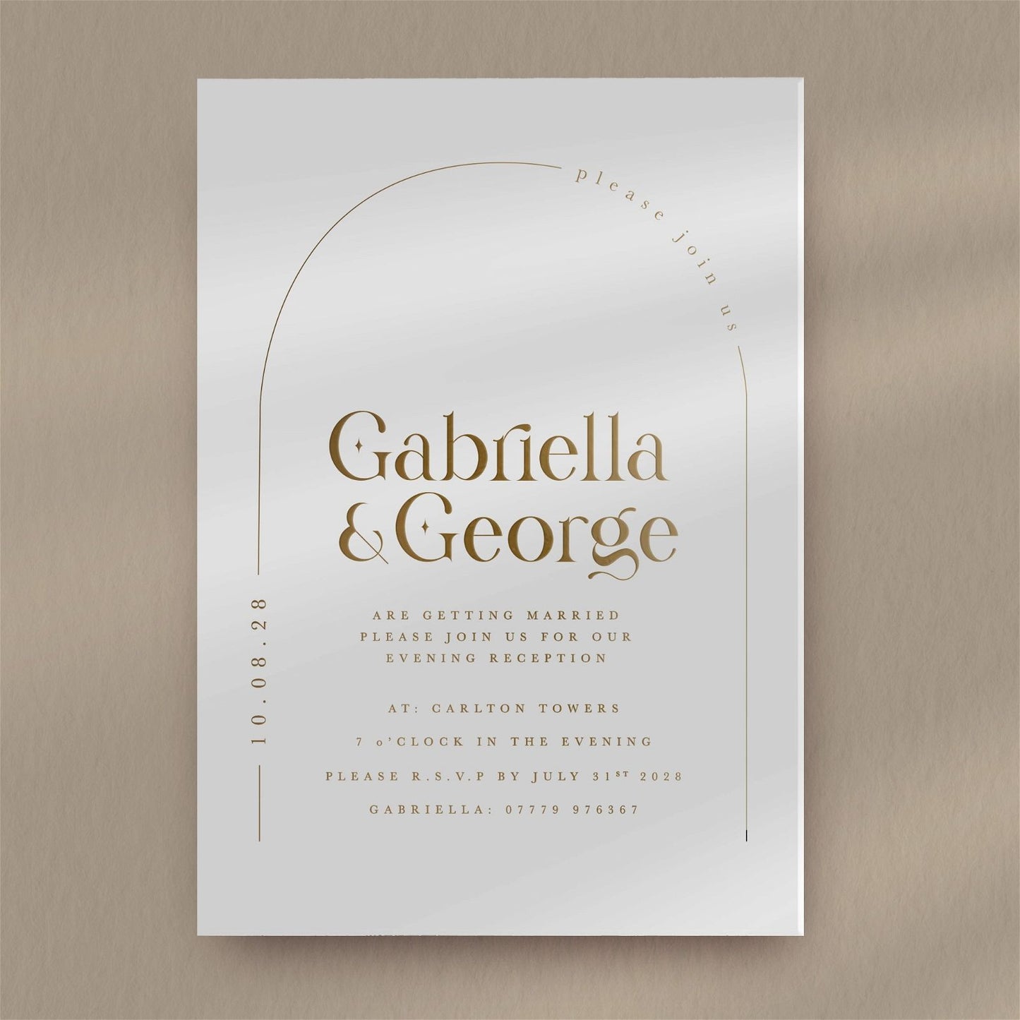 Gabriella Evening Invitation - Ivy and Gold Wedding Stationery