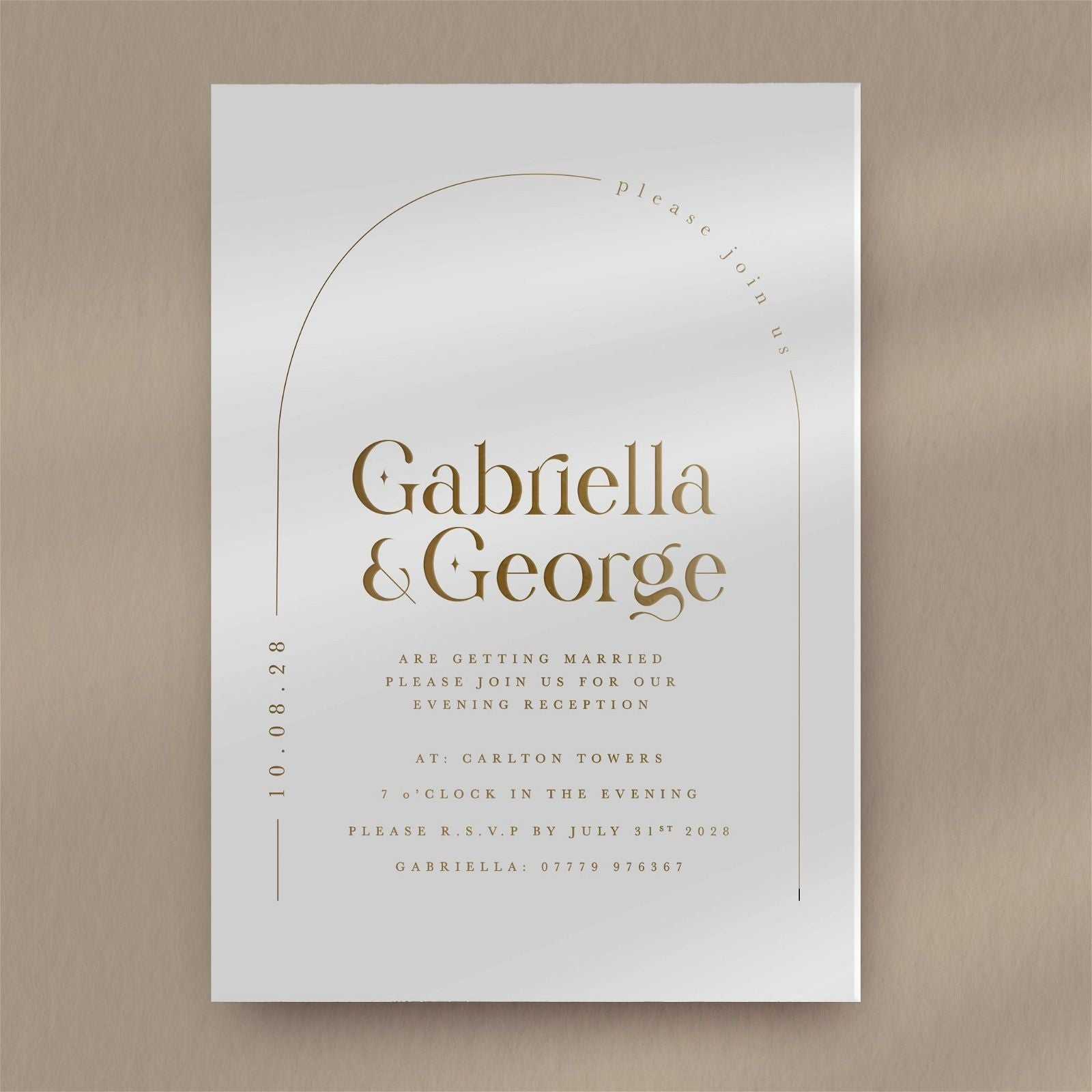 Gabriella Evening Invitation - Ivy and Gold Wedding Stationery