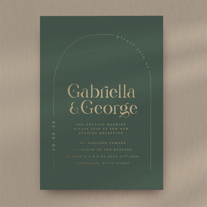 Gabriella Evening Invitation - Ivy and Gold Wedding Stationery