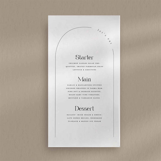 Gabriella Menu - Ivy and Gold Wedding Stationery