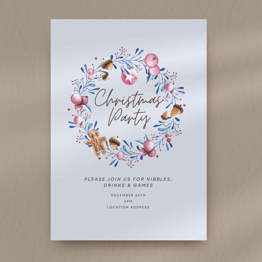 Garland Wreath Christmas Party Invite