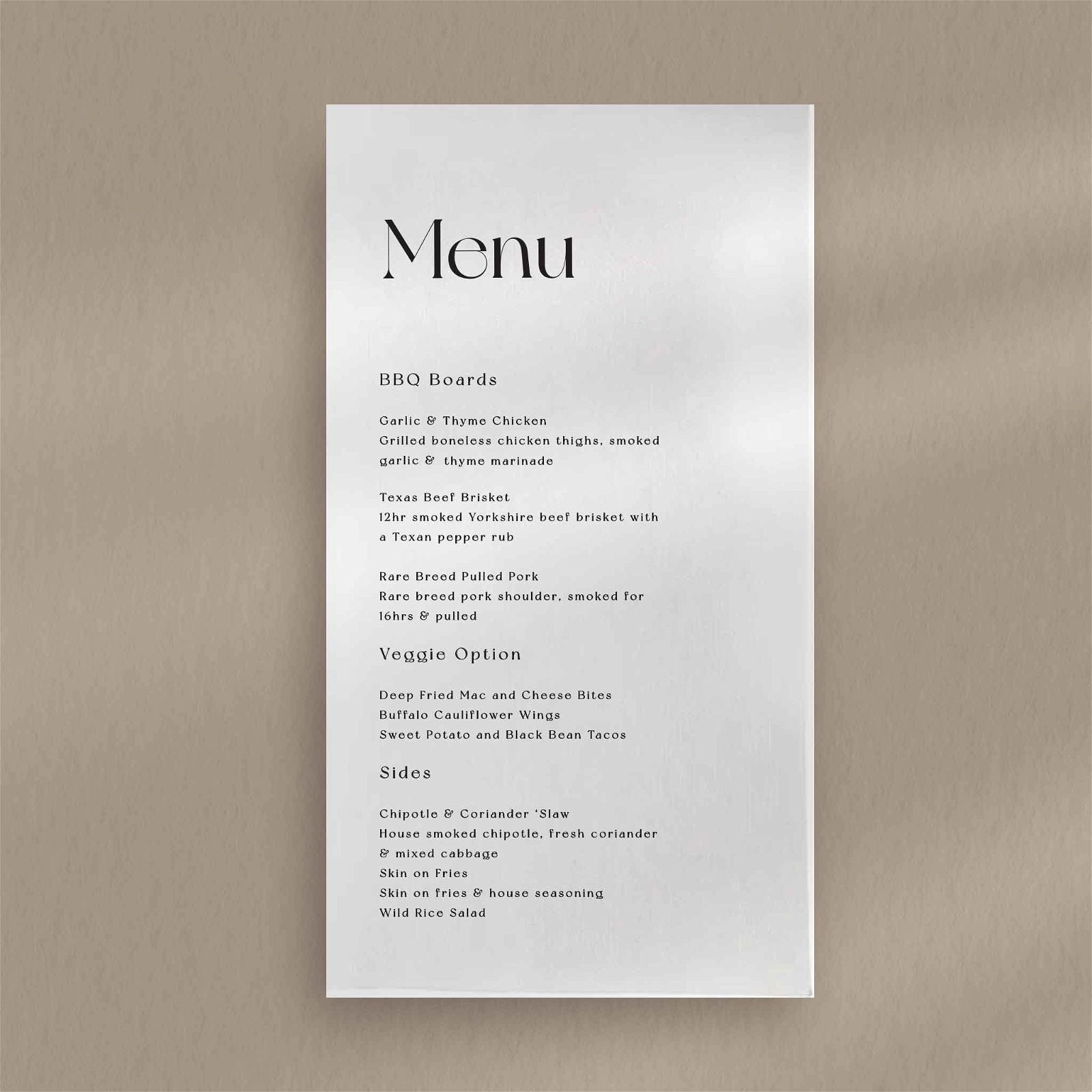 Gianna Menu - Ivy and Gold Wedding Stationery
