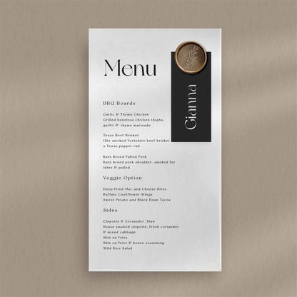 Gianna Menu - Ivy and Gold Wedding Stationery