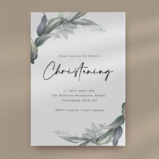 Oliver Christening Invitation
