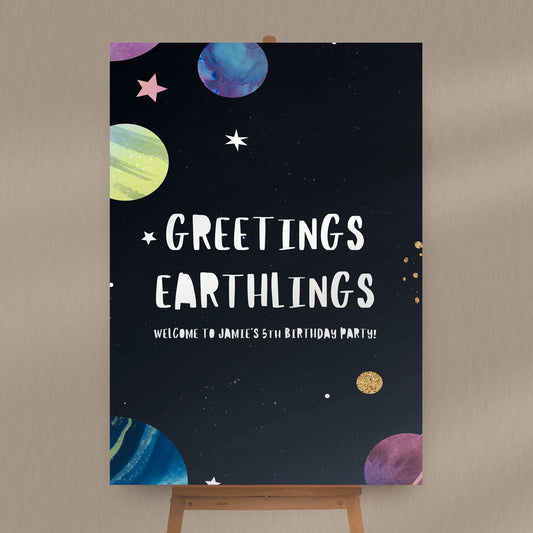Greetings Earthlings Birthday Sign
