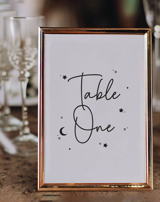 Hallee | Celestial Table Number - Ivy and Gold Wedding Stationery