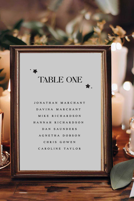 Hallee | Celestial Seating Plan Card - Ivy and Gold Wedding Stationery