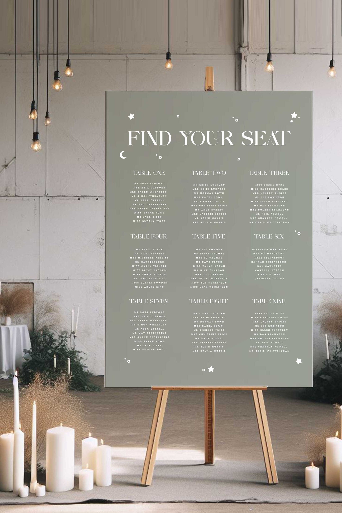 Hallee | Celestial Seating Plan - Ivy and Gold Wedding Stationery