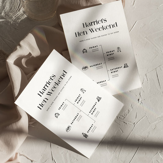 Hen Do Itinerary Timeline Invitation Digital Template