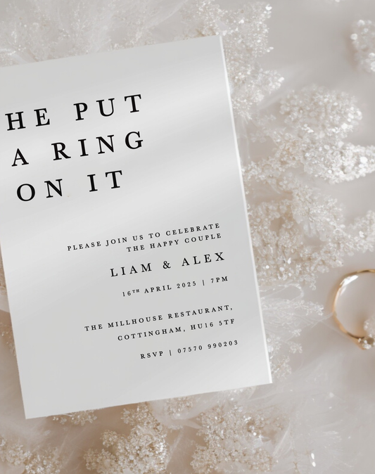 He Put A Ring Engagement Invitation - Ivy and Gold Wedding Stationery