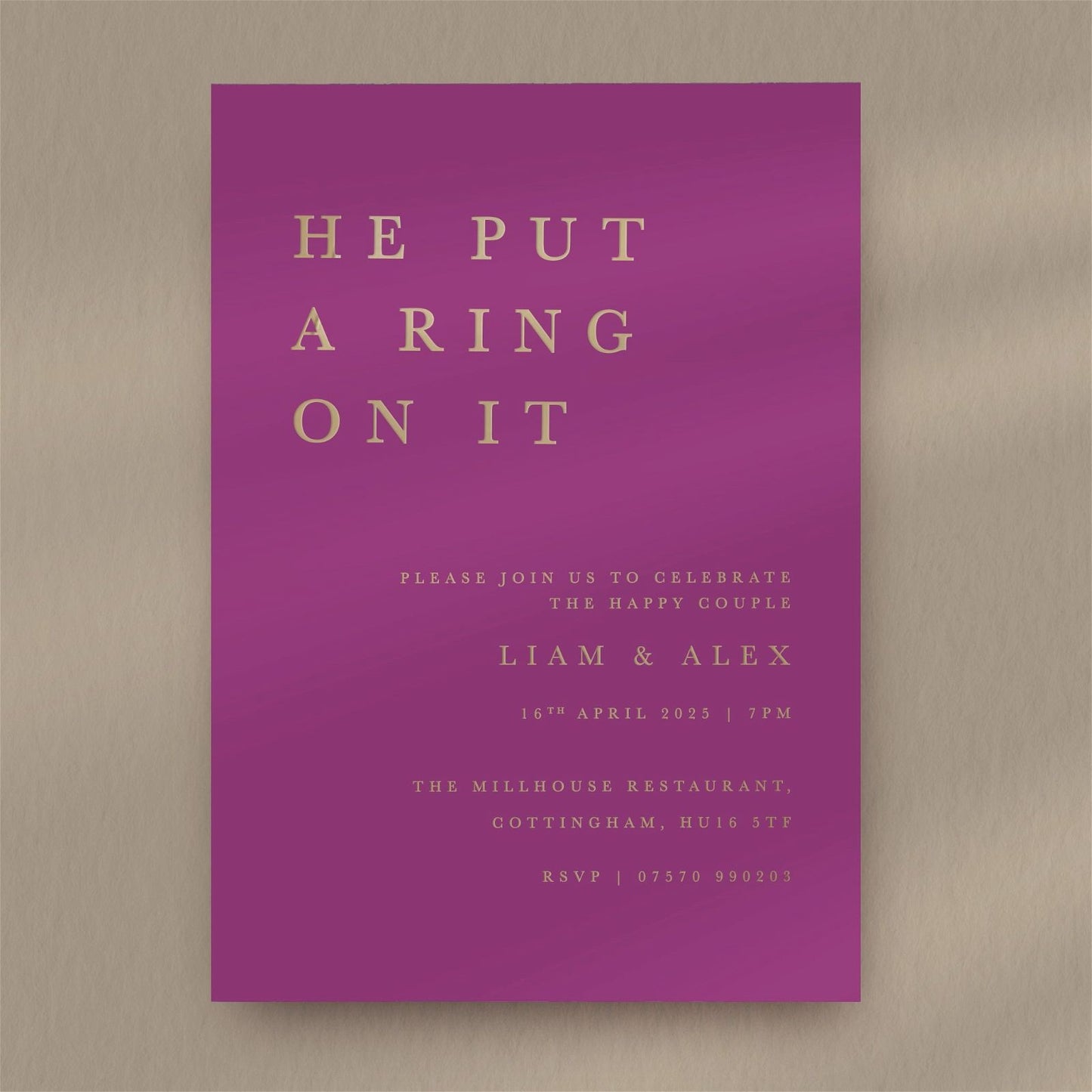 He Put A Ring Engagement Invitation - Ivy and Gold Wedding Stationery