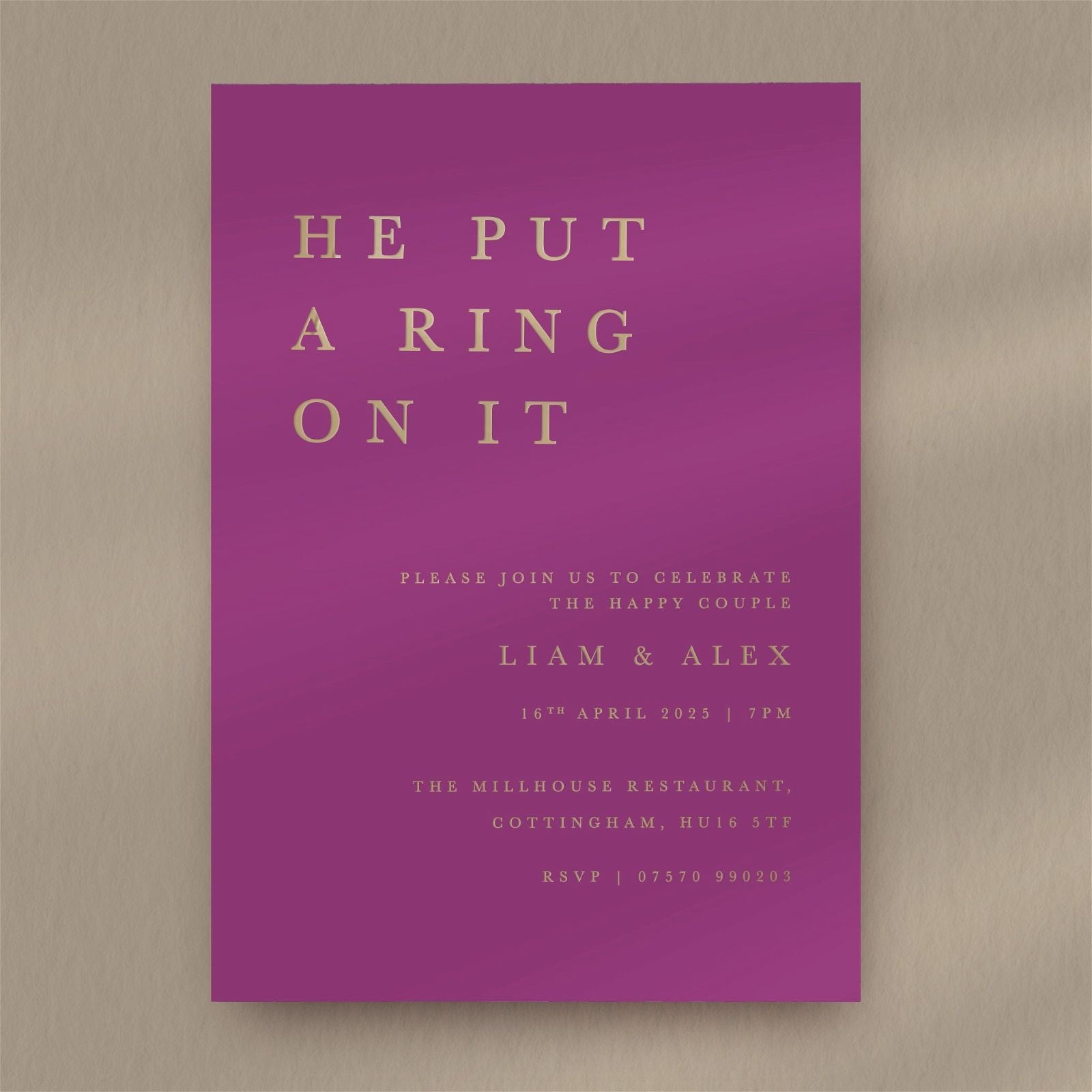 He Put A Ring Engagement Invitation - Ivy and Gold Wedding Stationery