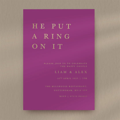 He Put A Ring Engagement Invitation - Ivy and Gold Wedding Stationery