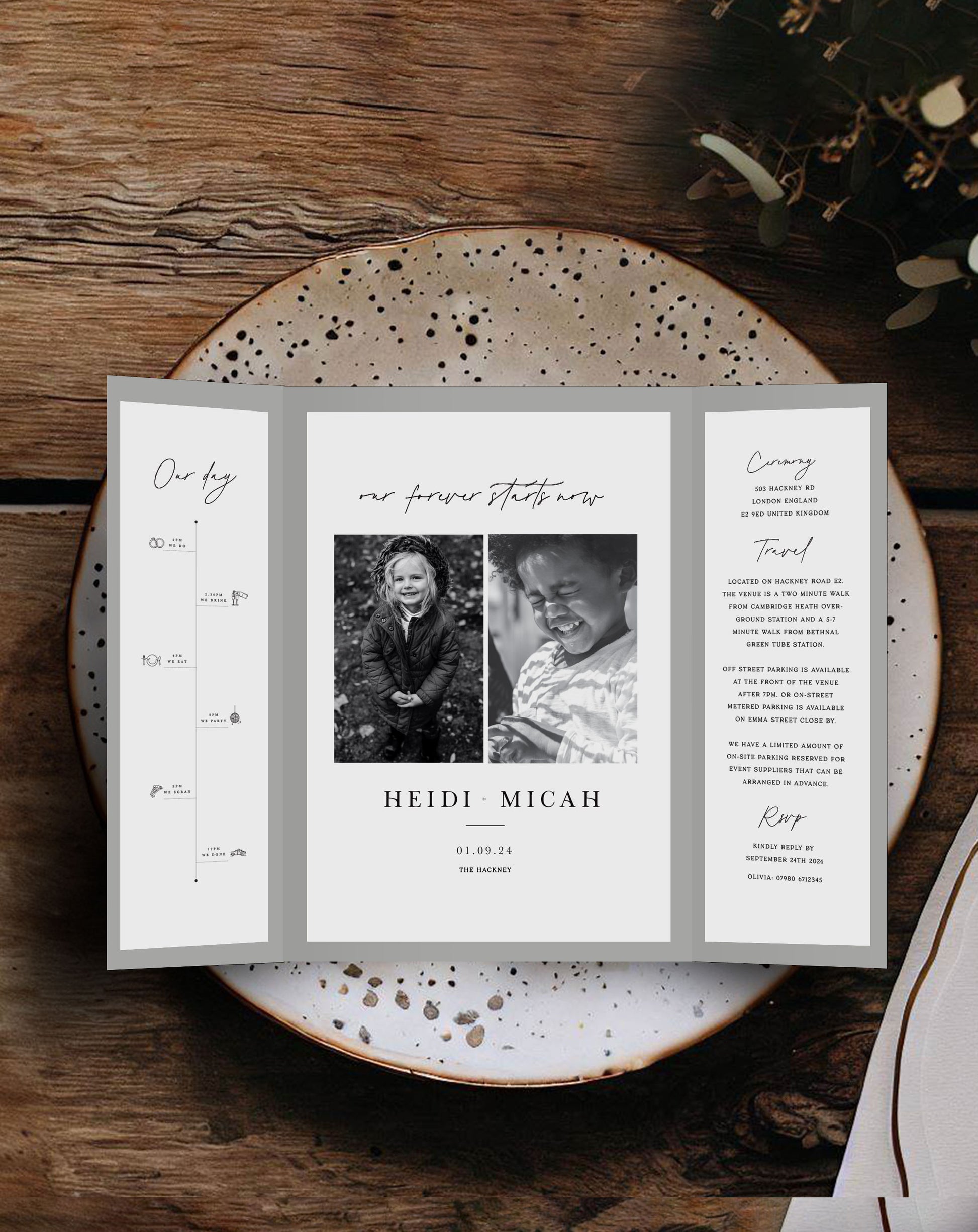 Heidi | Photo Gatefold Invitation - Ivy and Gold Wedding Stationery