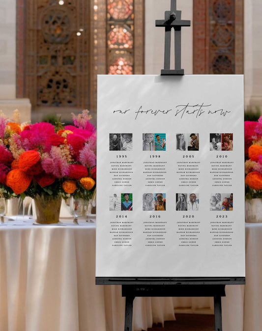 Heidi | Photo Timeline Seating Plan - Ivy and Gold Wedding Stationery