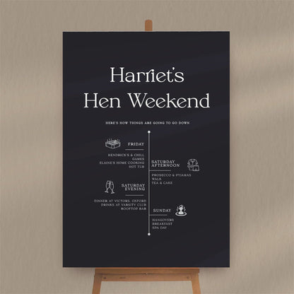 Hen Party Timeline Sign - Ivy and Gold Wedding Stationery