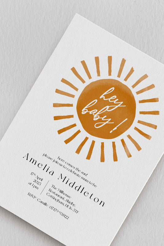 Sun Baby Shower Invitation - Ivy and Gold Wedding Stationery