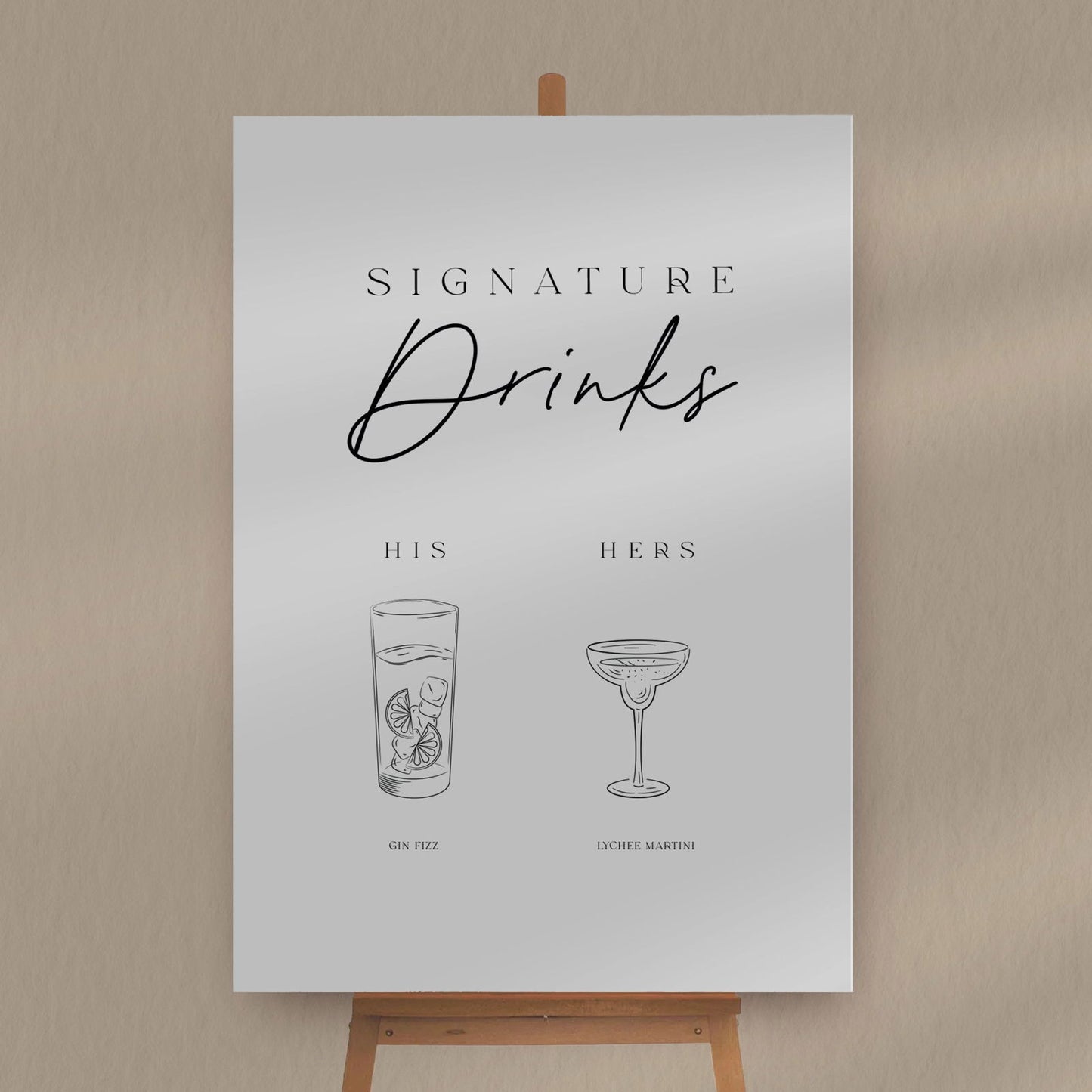His & Hers Signature Drinks Sign - Ivy and Gold Wedding Stationery