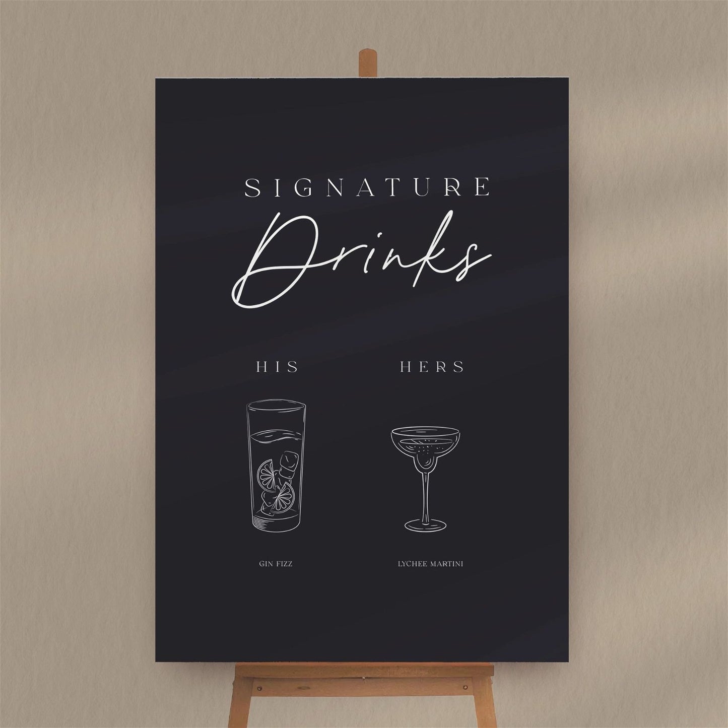 His & Hers Signature Drinks Sign - Ivy and Gold Wedding Stationery