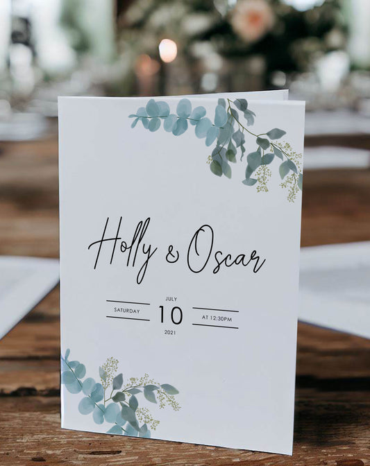 Holly | Eucalyptus Order Of Service - Ivy and Gold Wedding Stationery