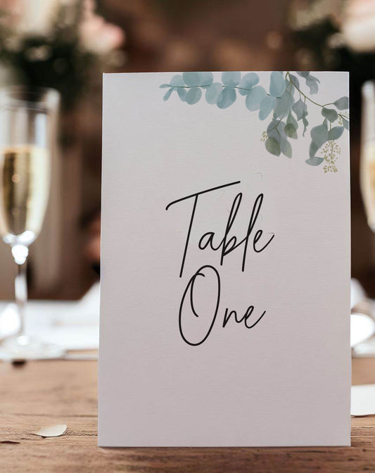 Holly Eucalyptus Table Number - Ivy and Gold Wedding Stationery
