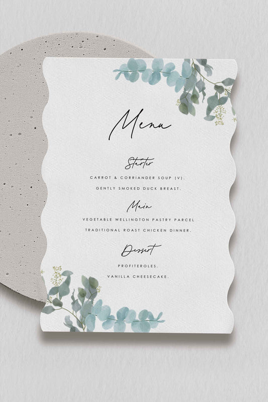 Holly | Foliage Wedding Menu - Ivy and Gold Wedding Stationery